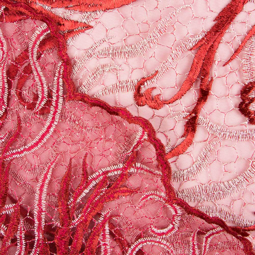 Stoff Spitze Zweige Rot - Ribes y Casals