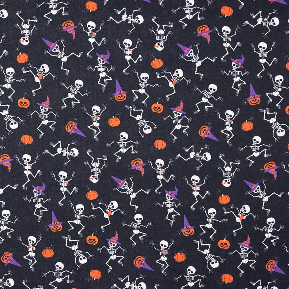 Baumwoll-Popeline Skelette Halloween - Ribes y Casals