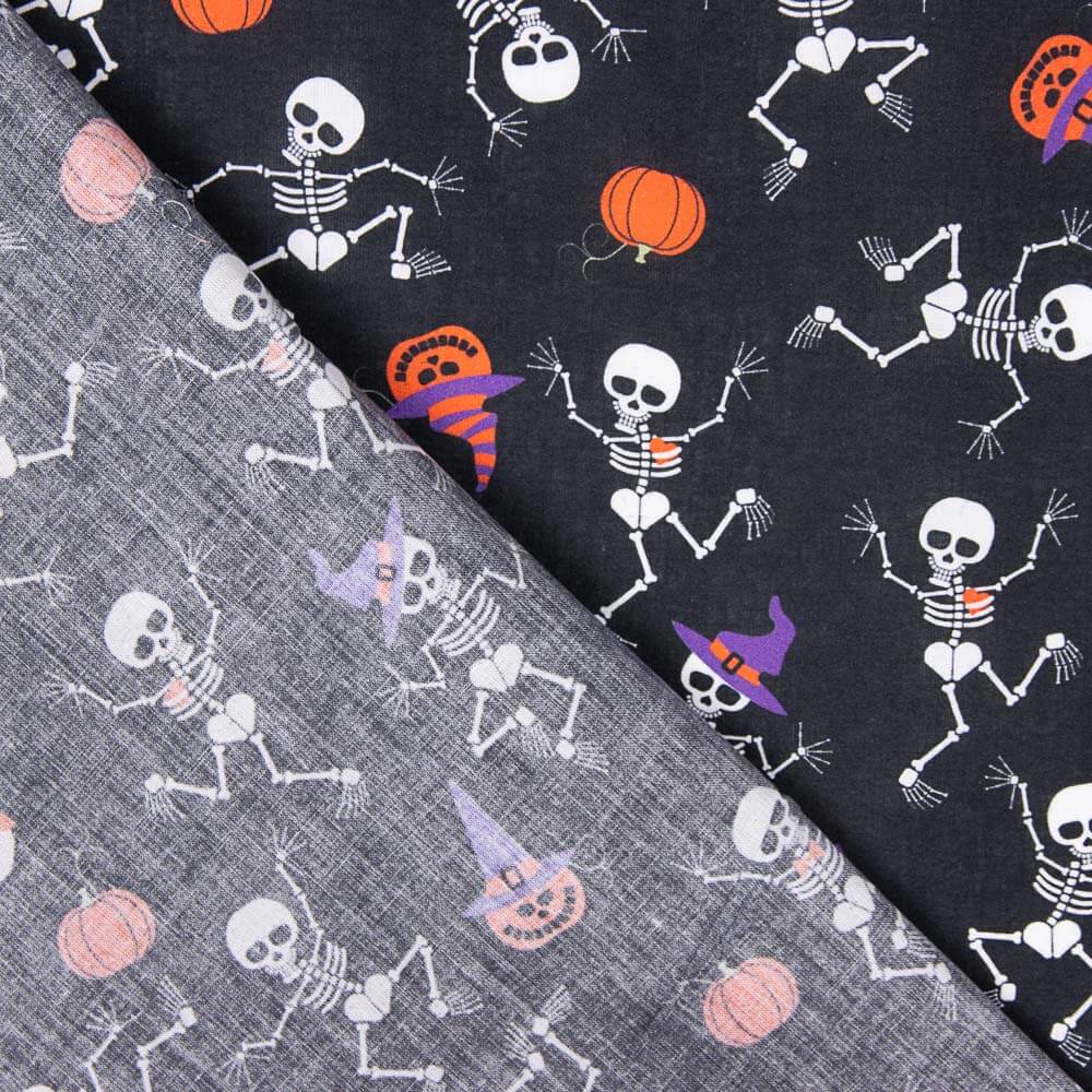 Baumwoll-Popeline Skelette Halloween - Ribes y Casals