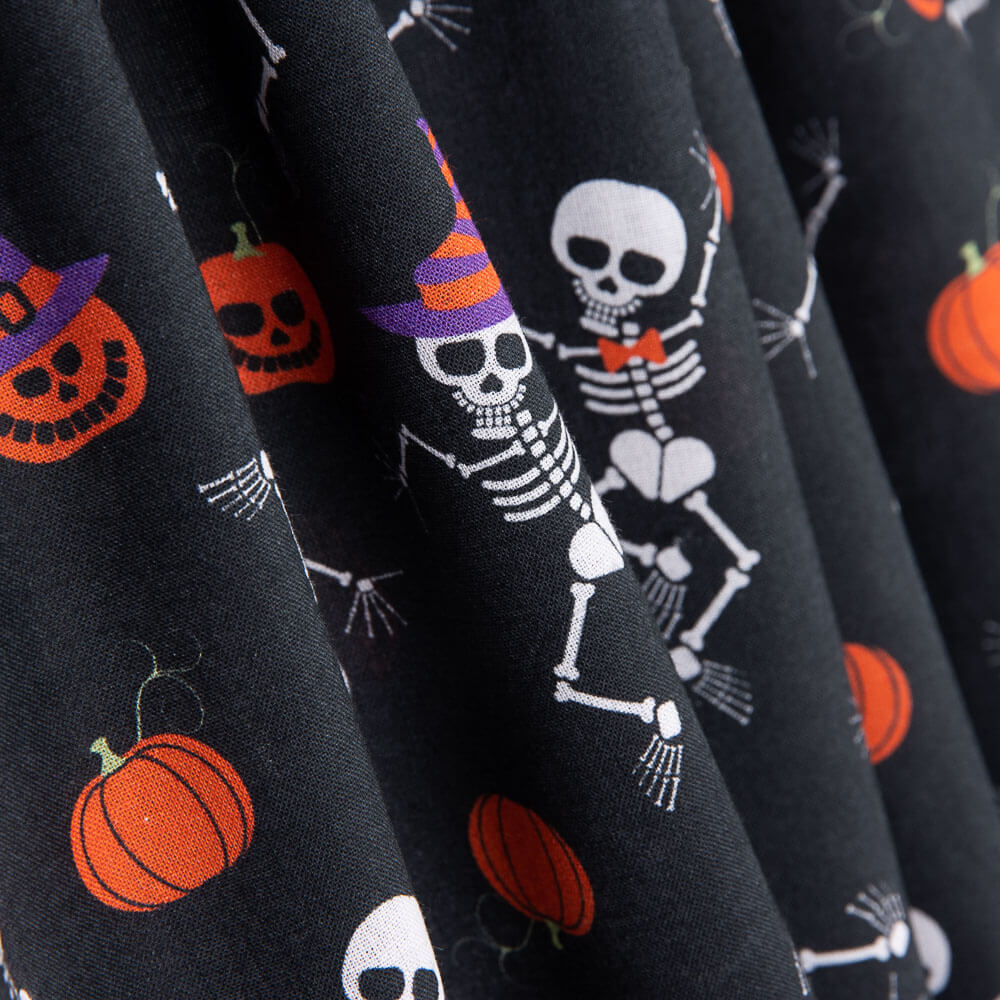 Baumwoll-Popeline Skelette Halloween - Ribes y Casals