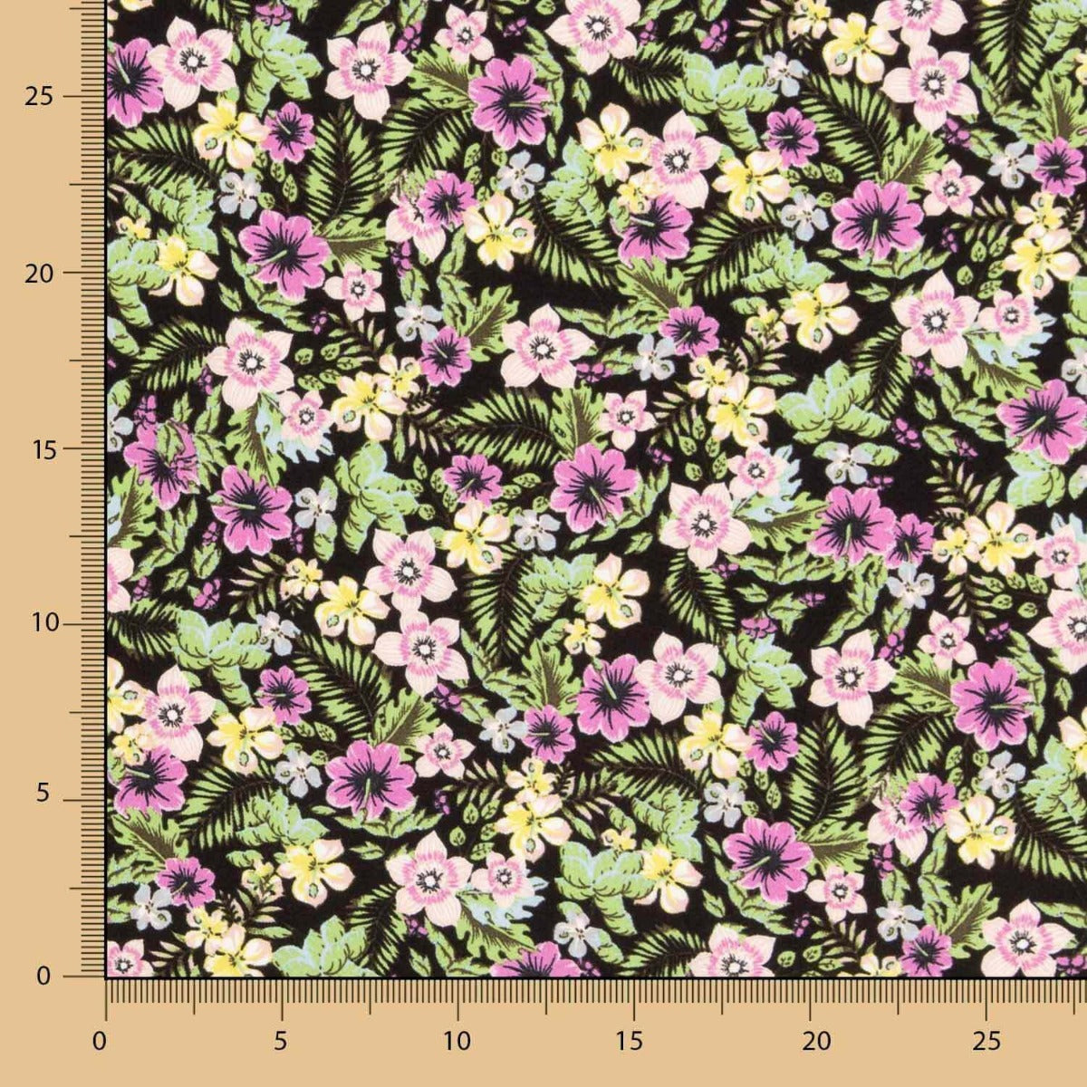 Polyester-Krepp, geblümt, rosa - Ribes y Casals