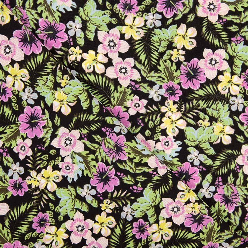 Polyester-Krepp, geblümt, rosa - Ribes y Casals