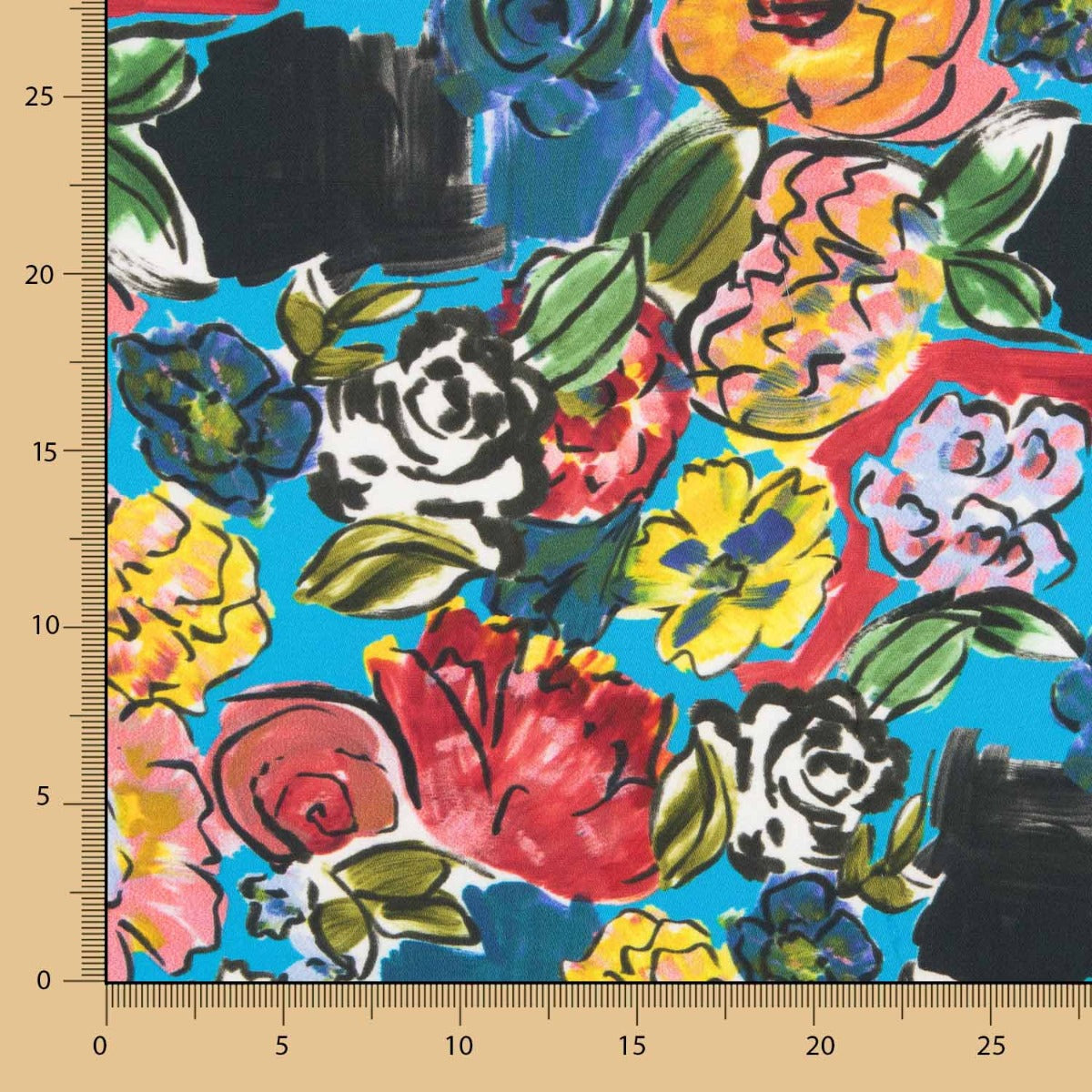 Flaches Polyester Polyester Blume Türkis - Ribes y Casals