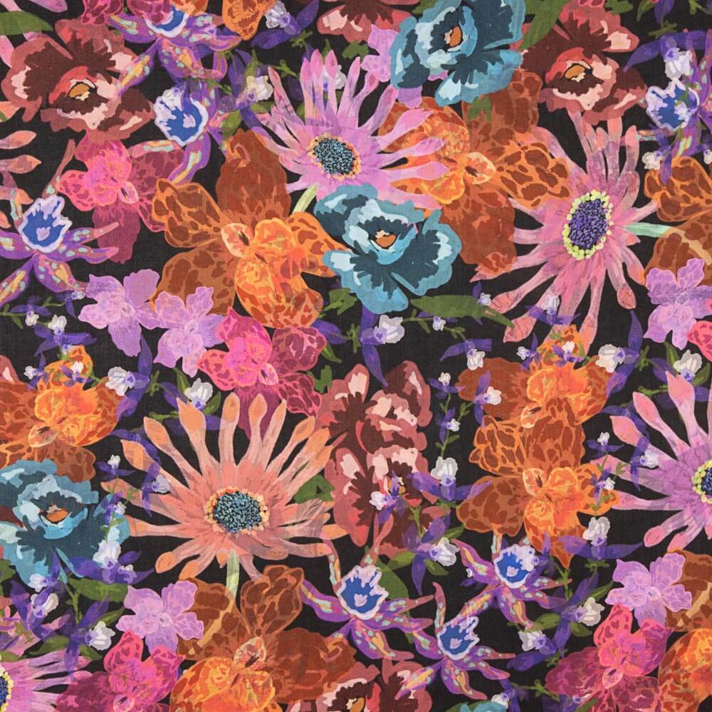 Viskose Blume Aquarell Mehrfarbig - Ribes y Casals