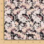 Twill Spandex Blume Schwarzer Hintergrund - Ribes y Casals