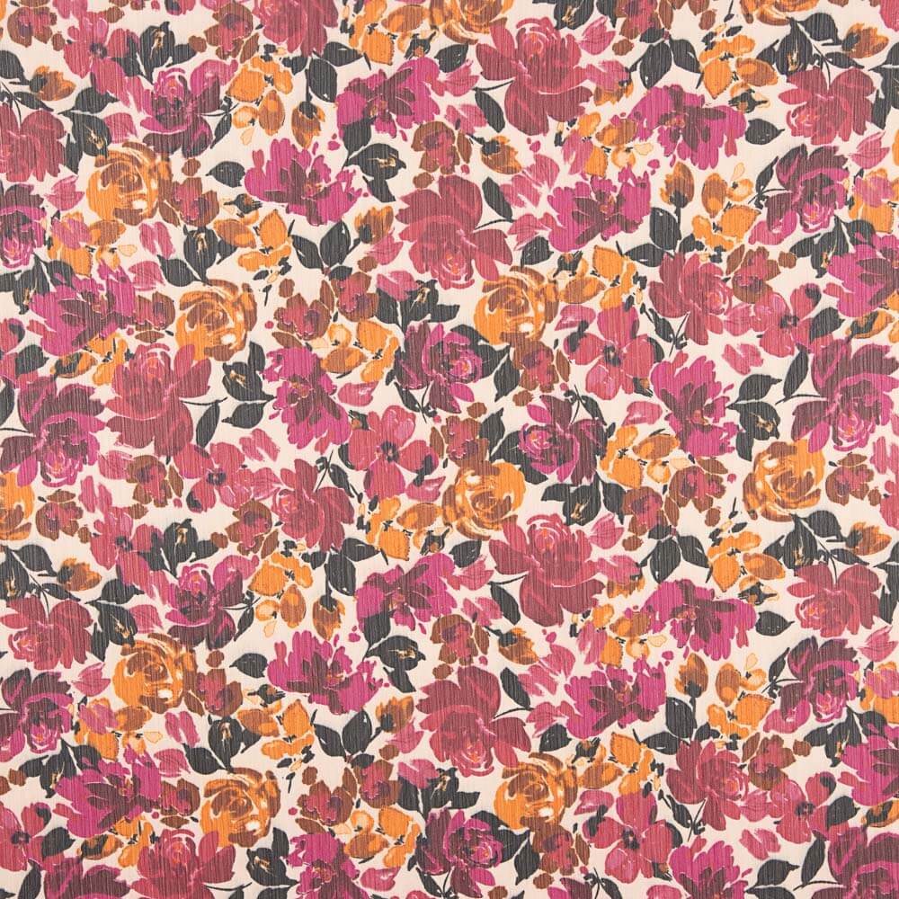Polyester Gaze Blumen Fuchsia - Ribes y Casals