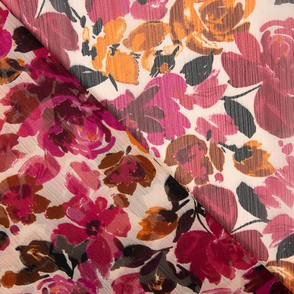 Polyester Gaze Blumen Fuchsia - Ribes y Casals