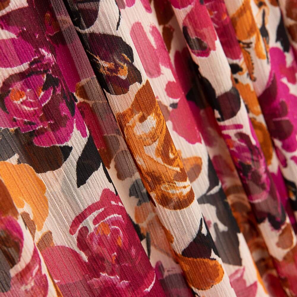 Polyester Gaze Blumen Fuchsia - Ribes y Casals