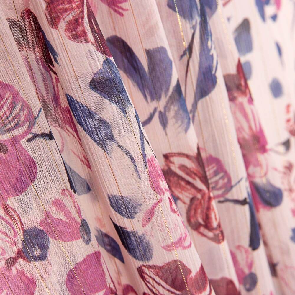 Hellrosa Blumen-Lurex-Gaze - Ribes y Casals