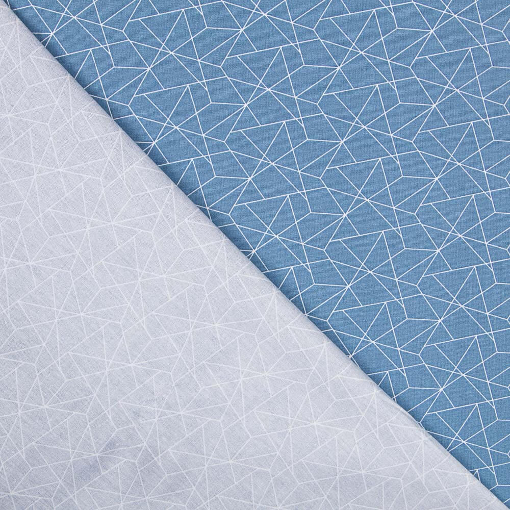 Piktogramm-Popeline in Denim-Blau - Ribes y Casals
