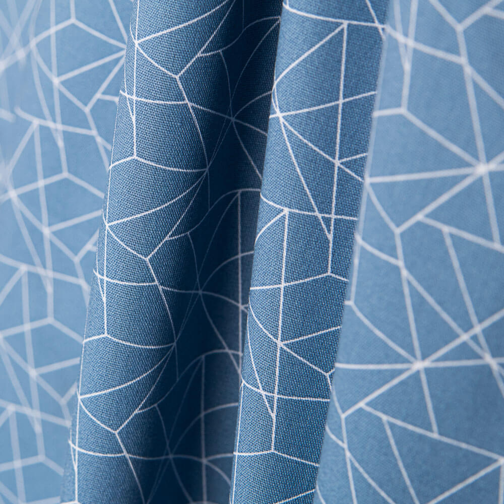 Piktogramm-Popeline in Denim-Blau - Ribes y Casals