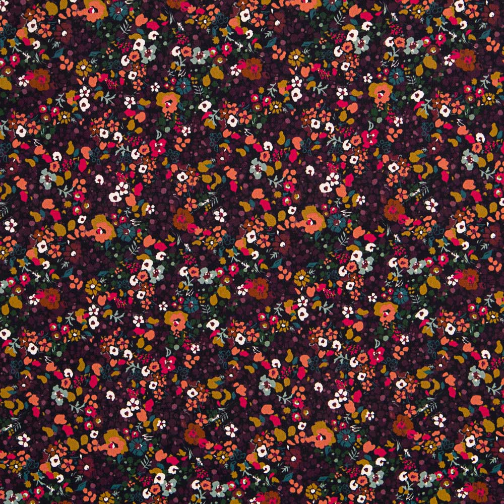 Stoff Georgette Garten Granate - Ribes y Casals