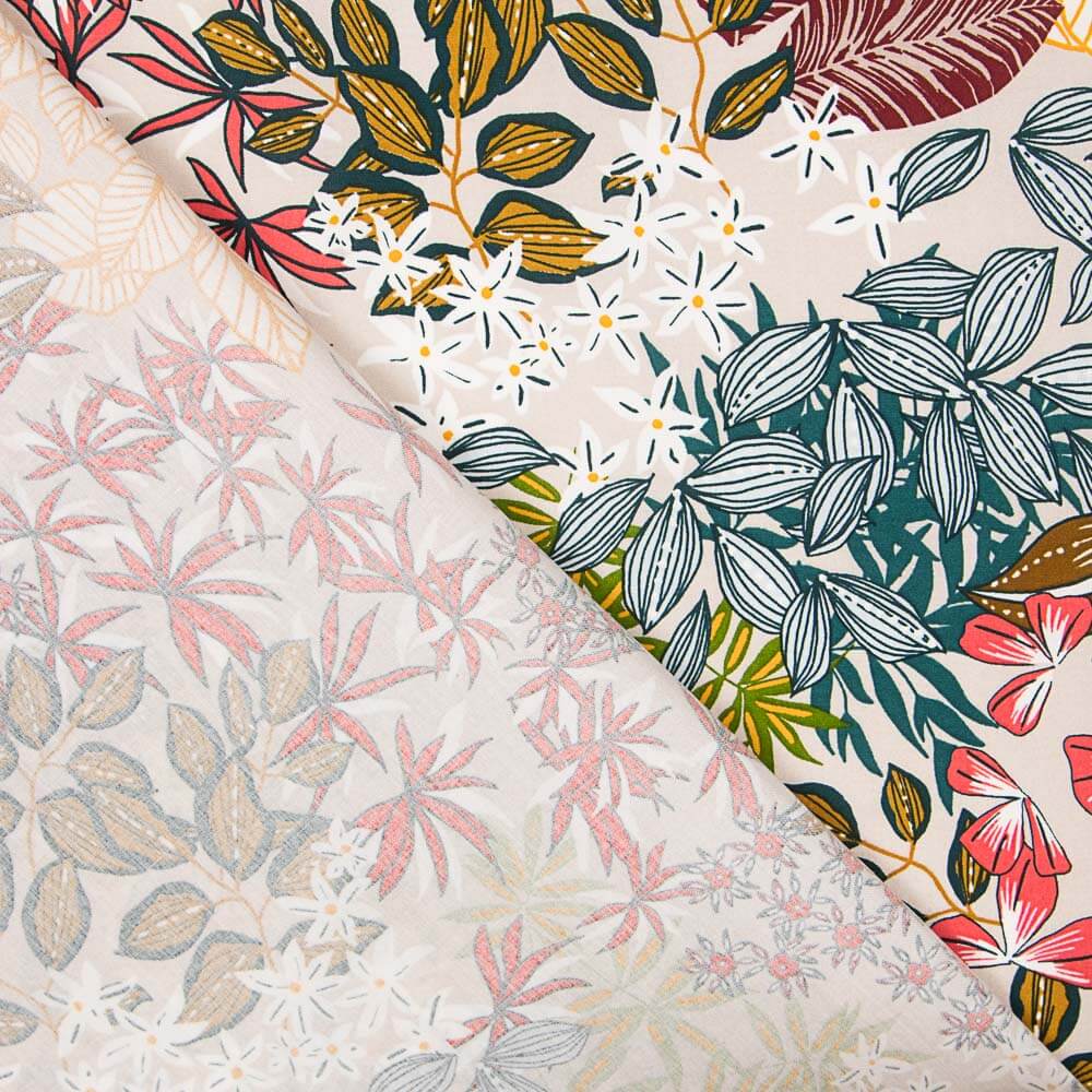 Tropische Viskose Popeline Beige - Ribes y Casals