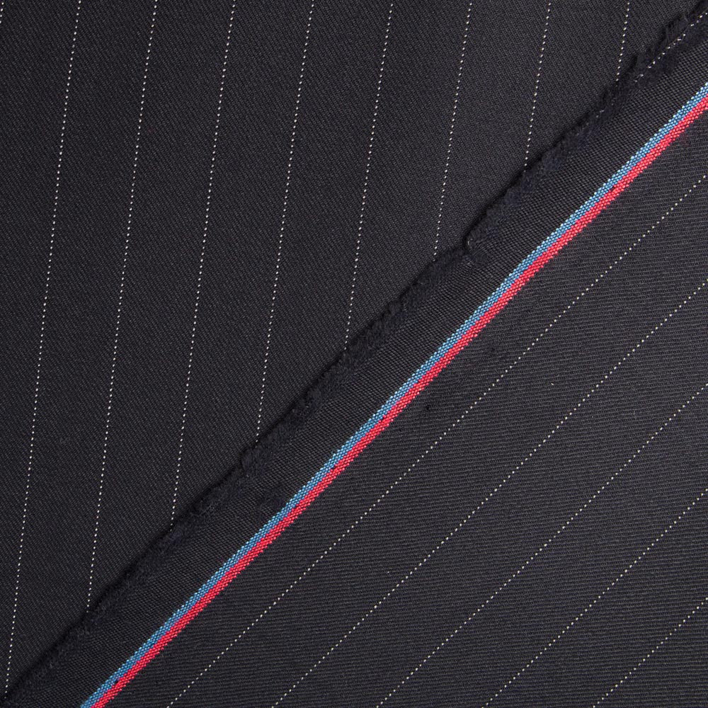 Kaltes Wollgewebe Nadelstreifen Navy - Ribes y Casals
