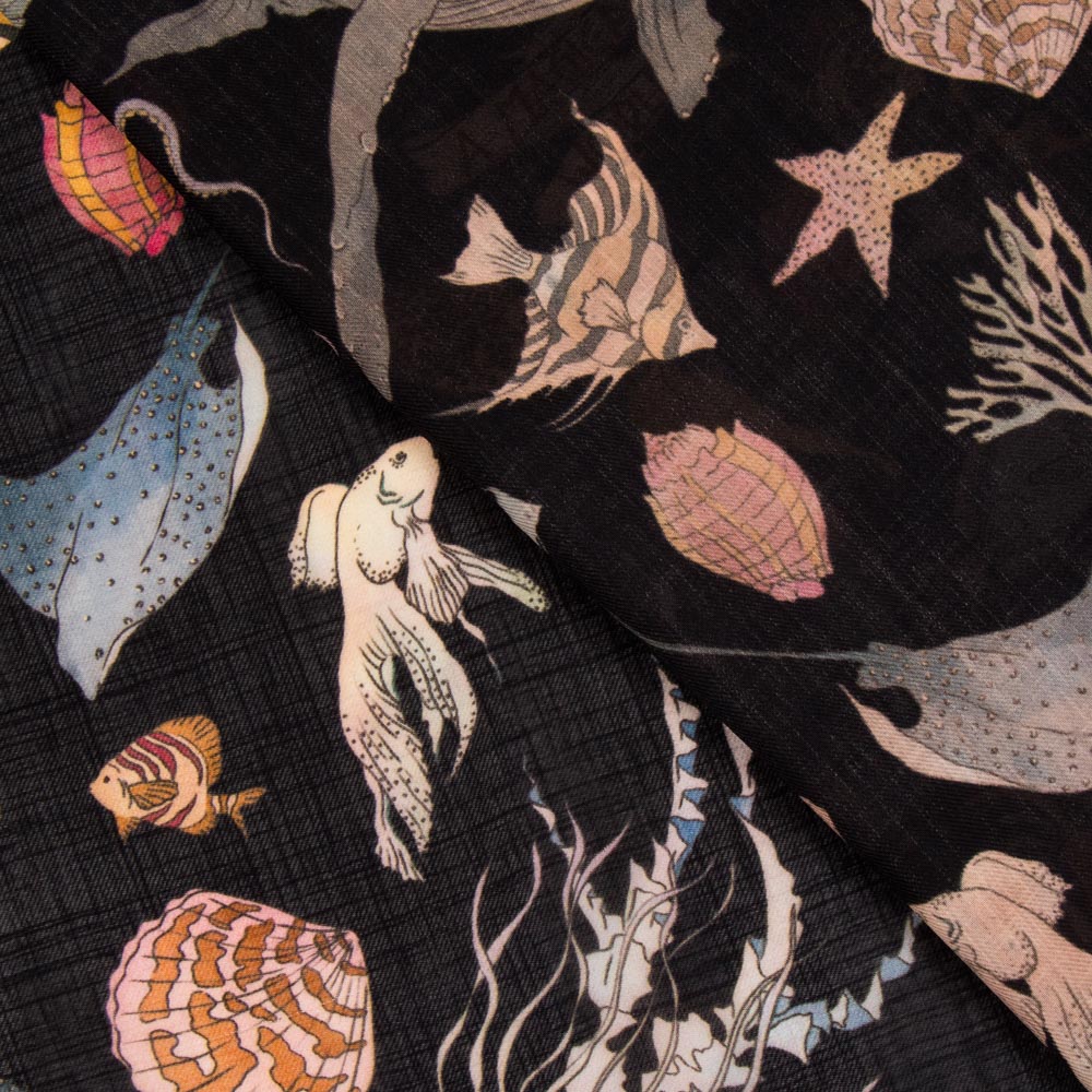 Meerjungfrau Marine Rustikaler Polyester-Stoff - Ribes y Casals