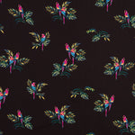 Stoff Georgette Papageien Schwarz - Ribes y Casals