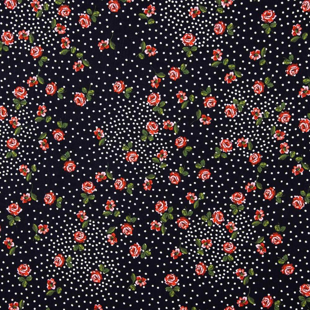 Krepp-Viskose-Polka-Dot-Rosette Rot - Ribes y Casals