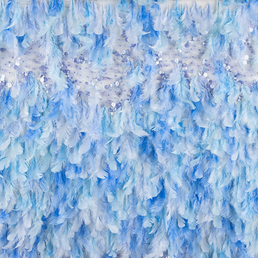 Stoff Federn Blau Pailletten - Ribes y Casals