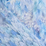 Stoff Federn Blau Pailletten - Ribes y Casals
