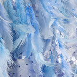 Stoff Federn Blau Pailletten - Ribes y Casals