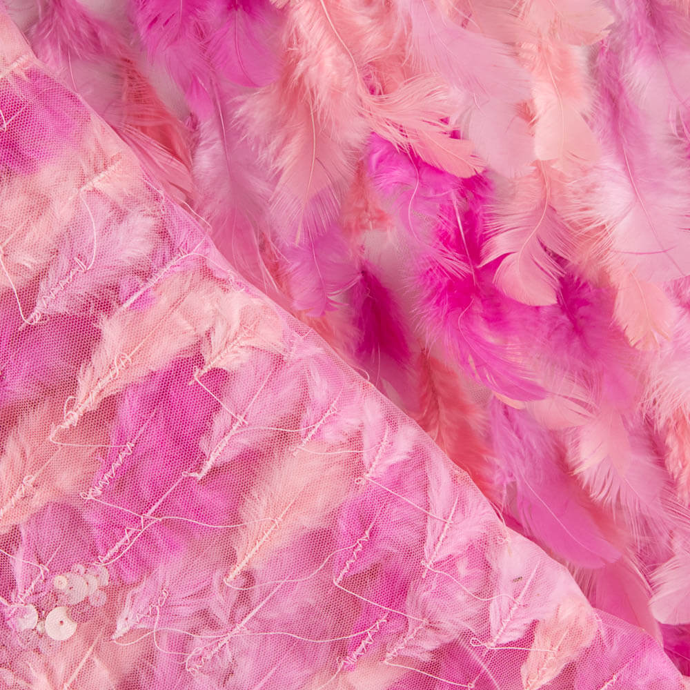 Stoff Federn Rosa Pailletten - Ribes y Casals