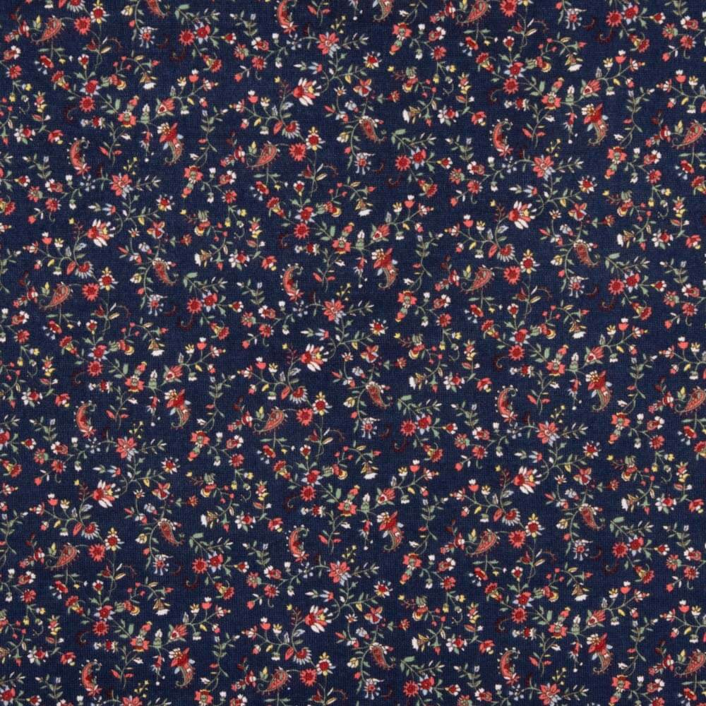 Gestrickte Angora-Blumen Folk Navy - Ribes y Casals