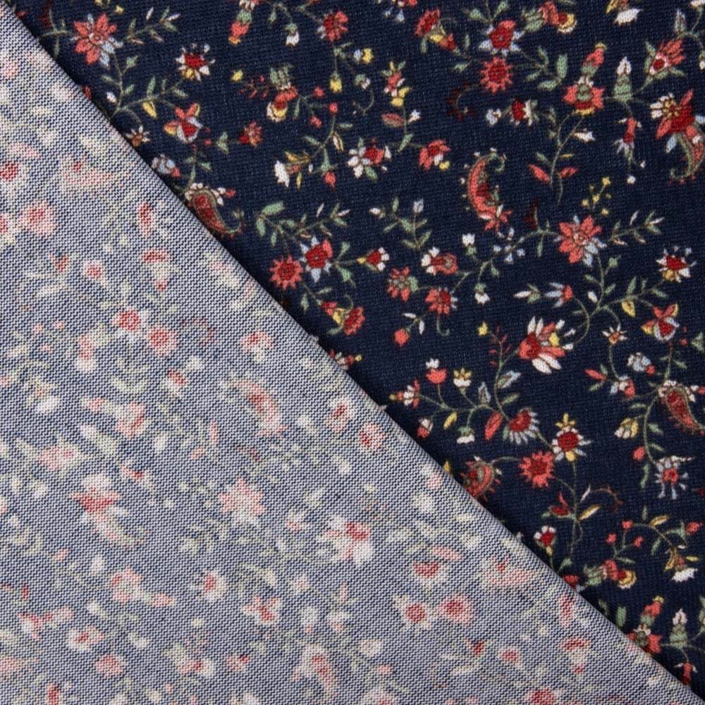Gestrickte Angora-Blumen Folk Navy - Ribes y Casals