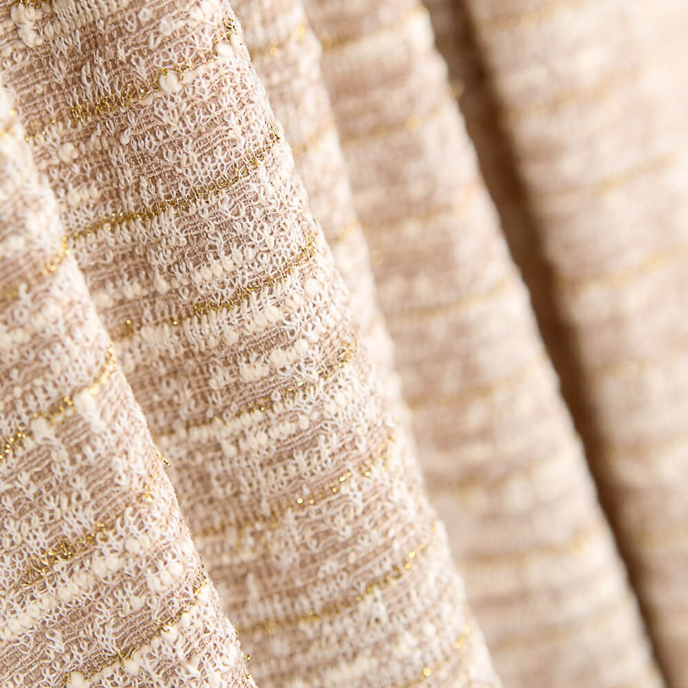 Gestrickter Tweed Gestreift Lurex Lurex Beige - Ribes y Casals