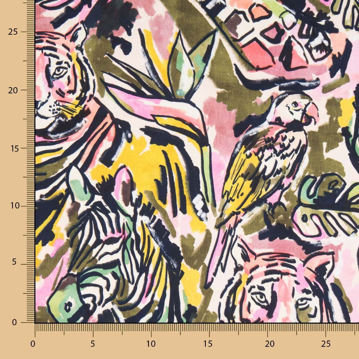 Fuchsia Tiger Polyester Satin - Ribes y Casals