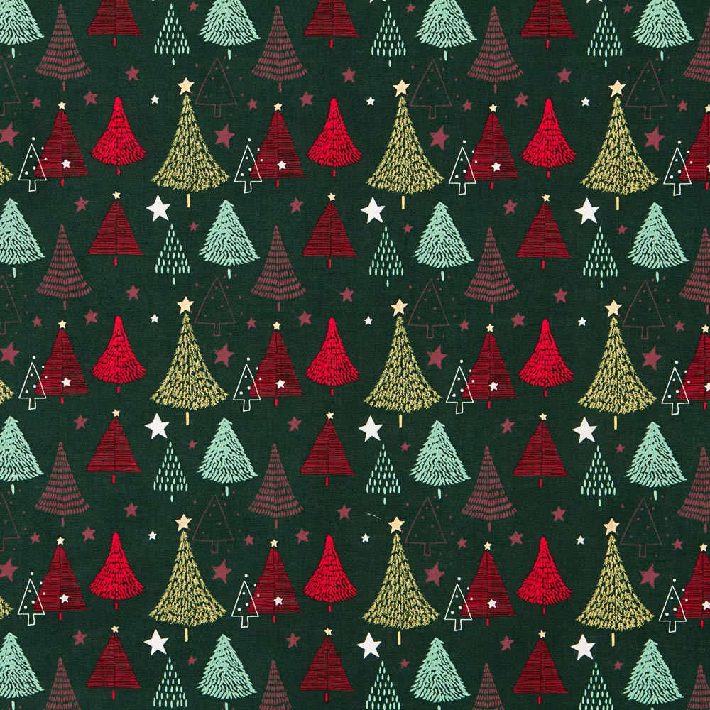 Baumwolle Weihnachtsbäume Grün - Ribes y Casals