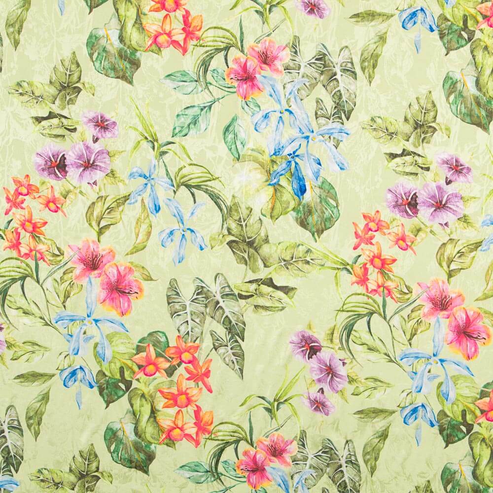Jacquard Polyester Blumen Pistazie - Ribes y Casals