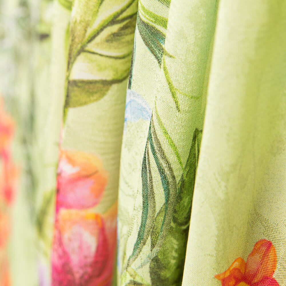 Jacquard Polyester Blumen Pistazie - Ribes y Casals
