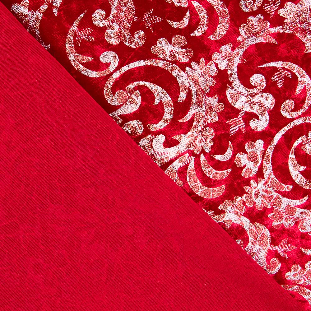 Roter Brokat Spandex Samt Stoff Brokat Rot 60 x 150 cm - Ribes y Casals