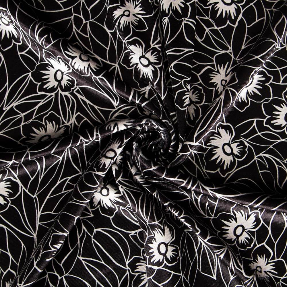 Samt Lycra Samt Blume Bicolour Schwarz - Ribes y Casals