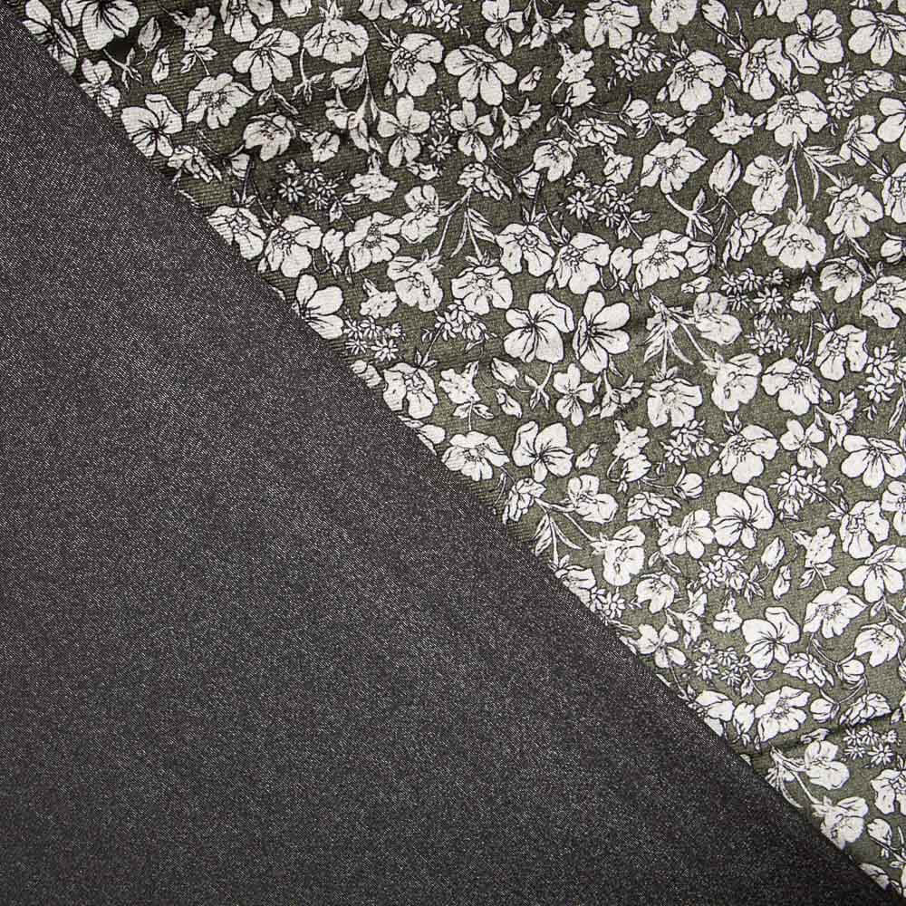 Geblümter Lycra-Samt Khaki - Ribes y Casals