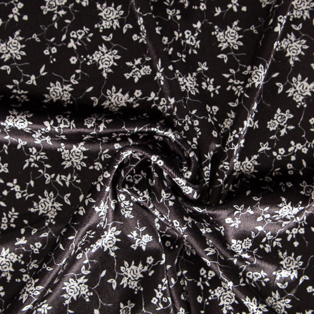 Samt Lycra Floral Schwarz - Ribes y Casals