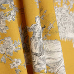 Stoffrest Toile de Jouy mit gelbem Hintergrund – verschiedene Maße x Breite 280 cm - Ribes y Casals