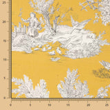Stoffrest Toile de Jouy mit gelbem Hintergrund – verschiedene Maße x Breite 280 cm - Ribes y Casals