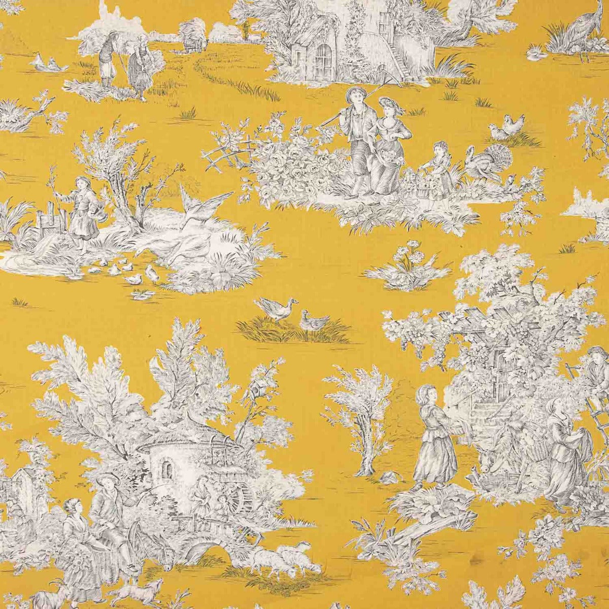 Canvas Toile De Jouy Gelber Hintergrund - Ribes y Casals