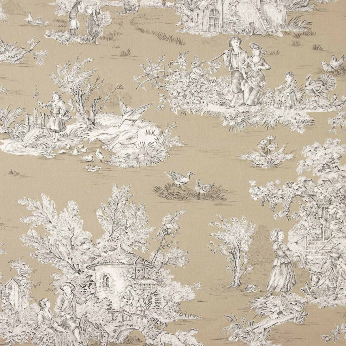 Canvas Toile De Jouy Weiches Braun Hintergrund - Ribes y Casals
