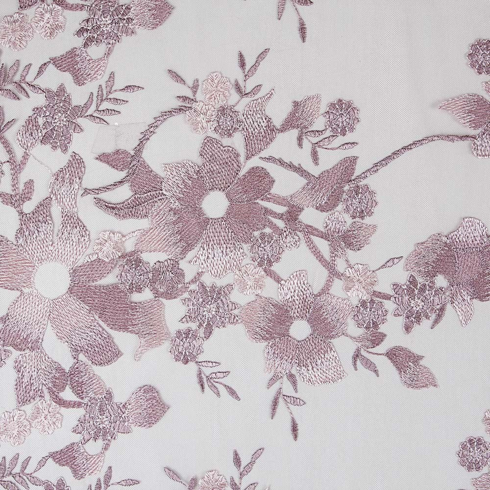 Mauve Blumen Stickerei Tüll - Ribes y Casals