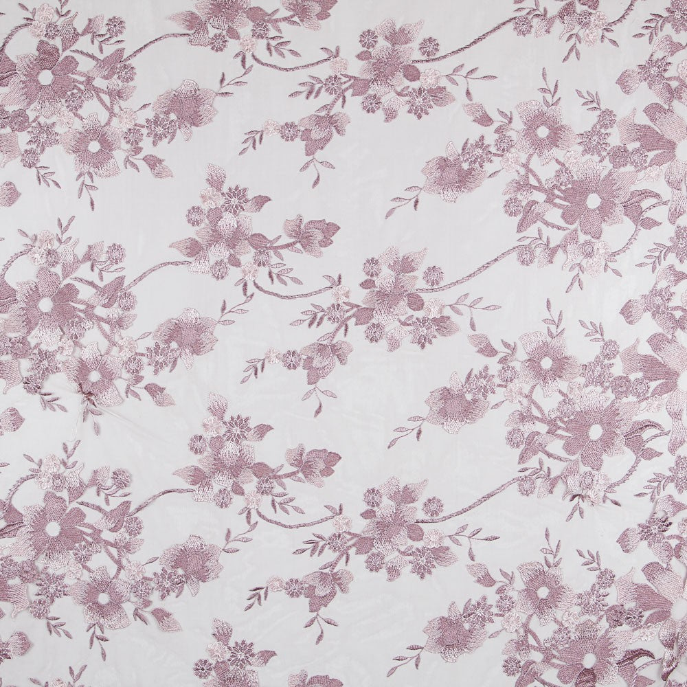 Mauve Blumen Stickerei Tüll - Ribes y Casals