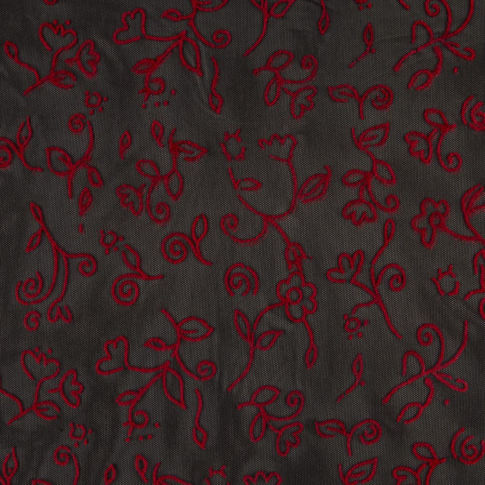 Rote Blumen Elastischer Tüll - Ribes y Casals
