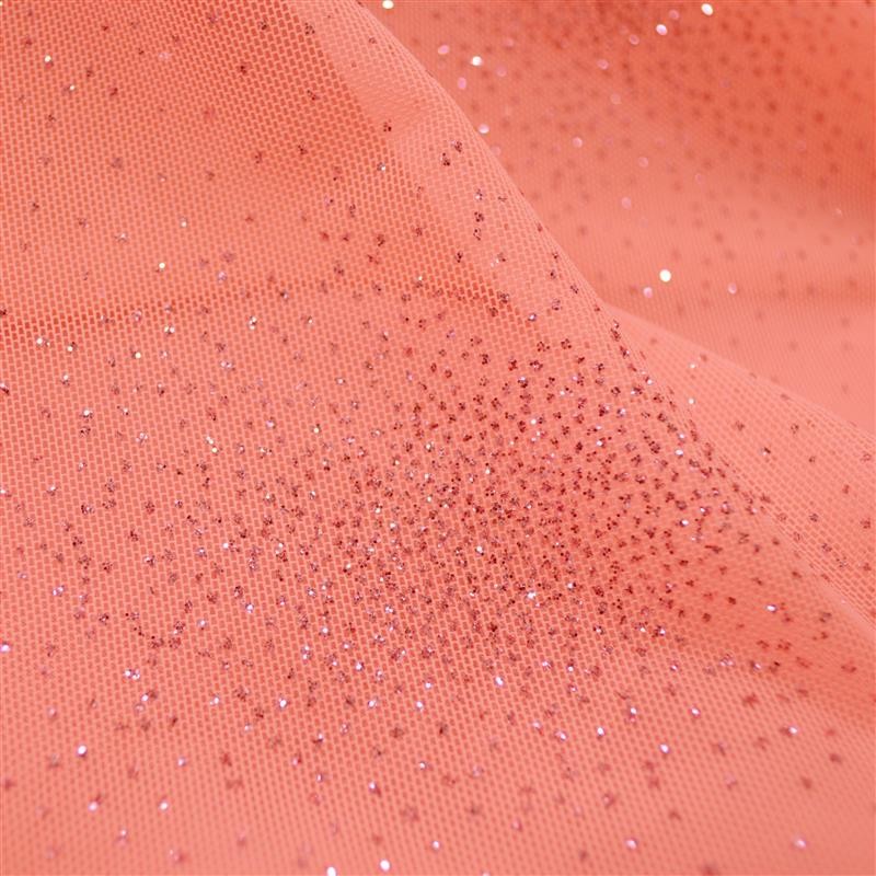 Koralle Glitter Elastischer Tüll - Ribes y Casals