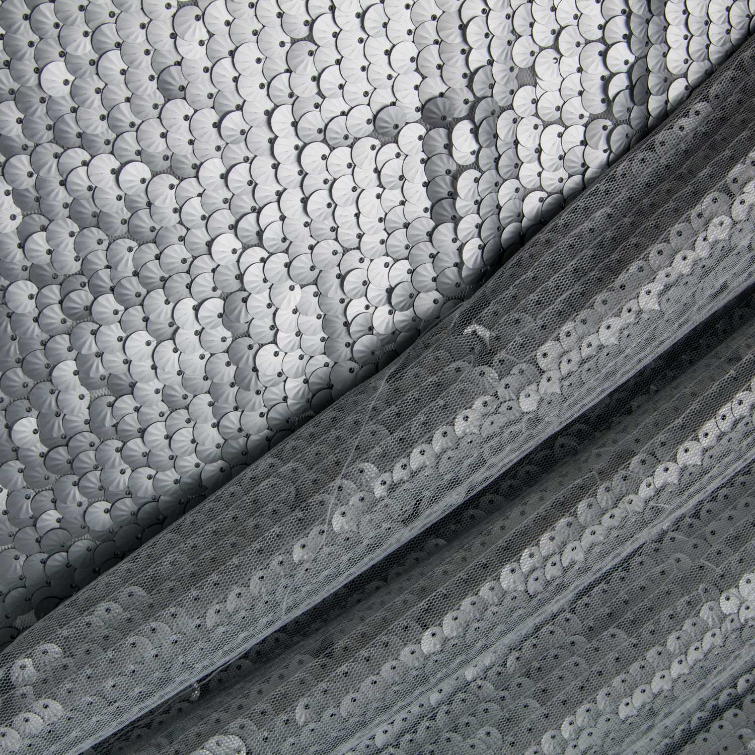 Tüll Pailletten Muschel Silber - Ribes y Casals
