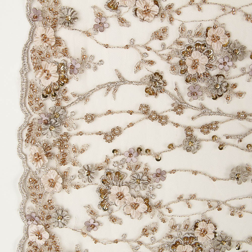 Tüll Strass bestickt Floral Vergoldet - Ribes y Casals