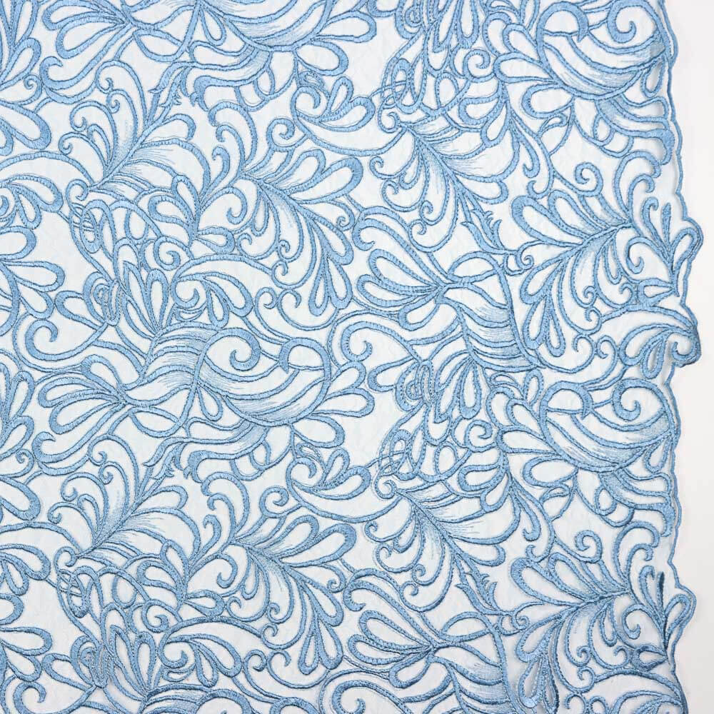 Bestickter Tüll Geo Blue Denim - Ribes y Casals