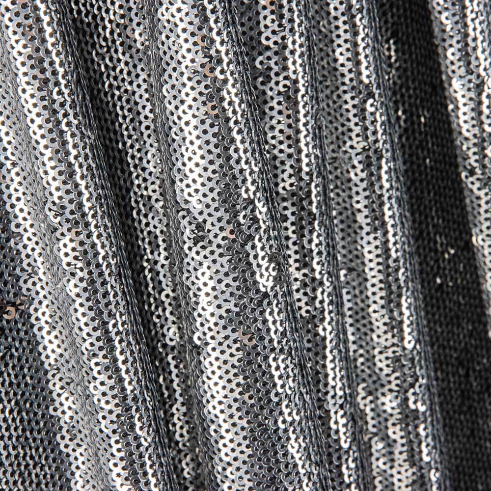 Glänzender Tüll Pailletten Silber Schwarz - Ribes y Casals