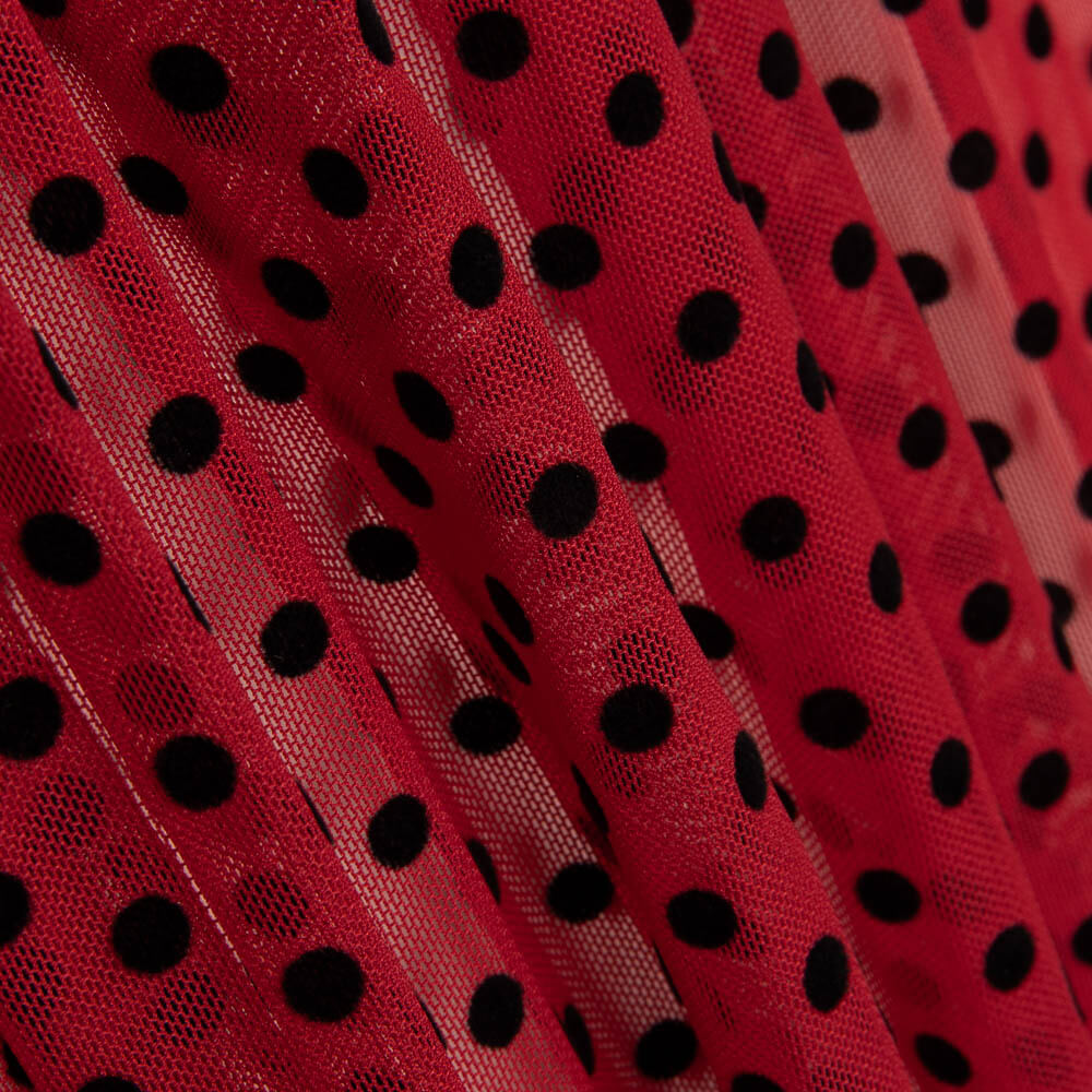 Rot beflockter Lycra-Tüll - Ribes y Casals