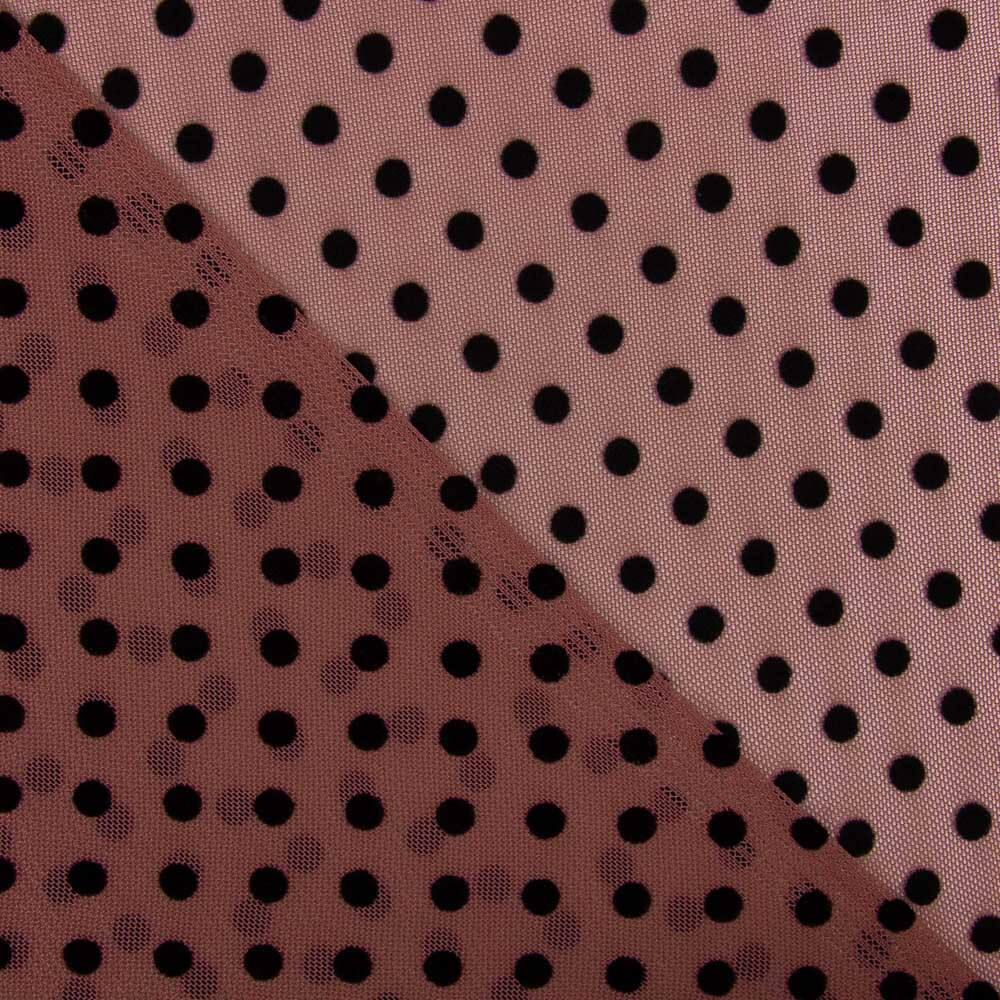 Beflockter Lycra-Tüll Rhabarber-Rosa - Ribes y Casals
